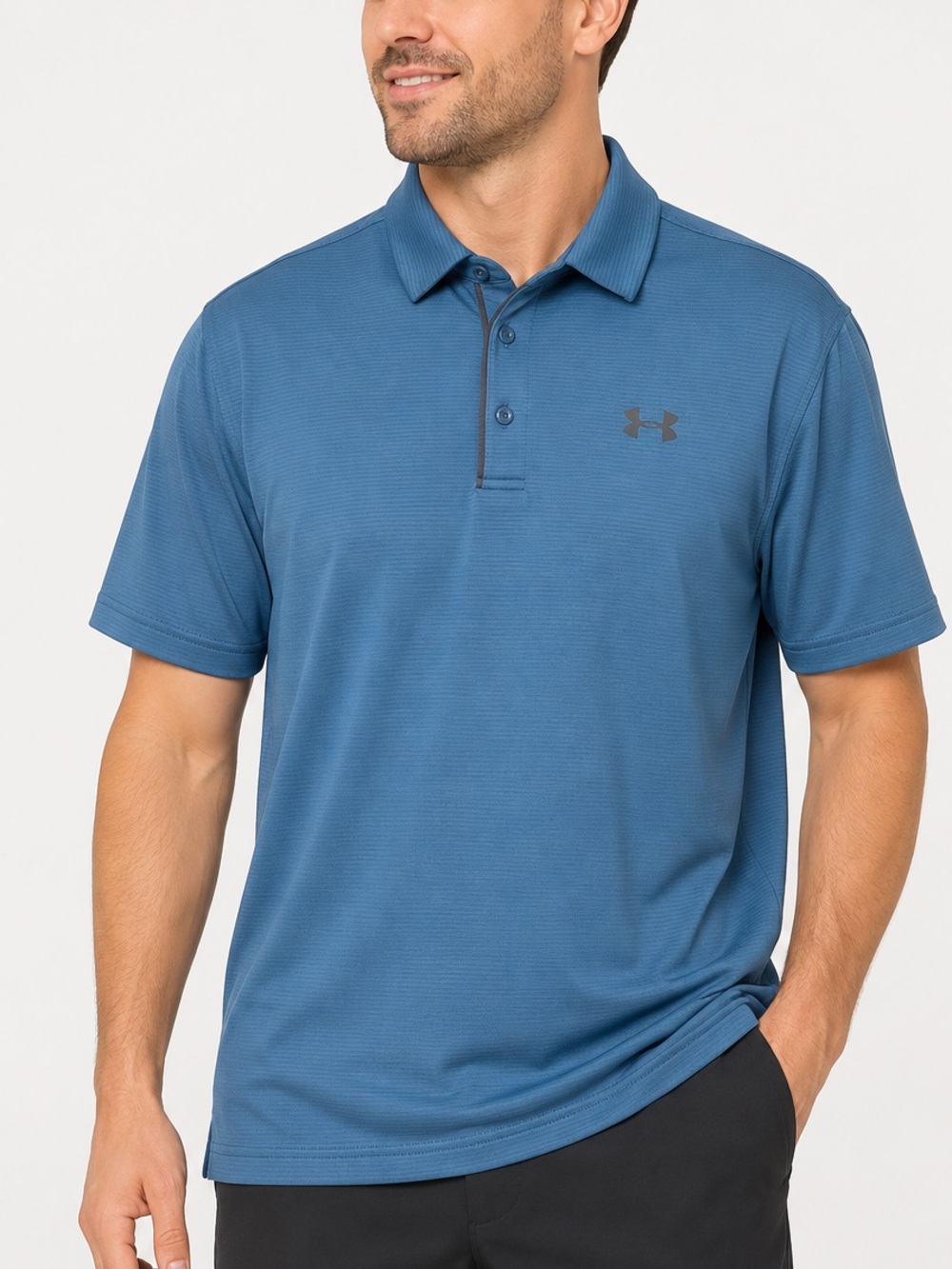 Under Armour HeatGear Polo Shirt XL Blue Golf Performance Moisture Wicking